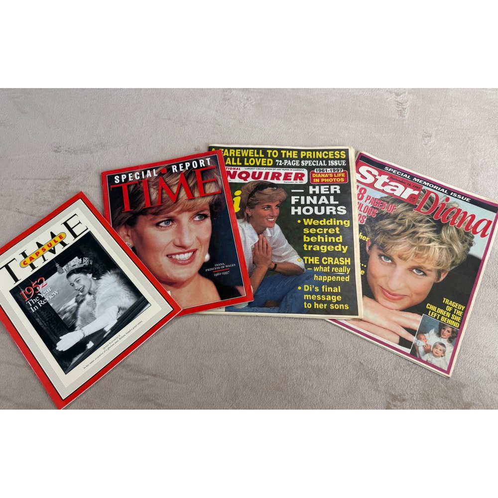 Vintage Princess Diana Magazine Lot 1997 Time Star National Enquirer Queen 4pc